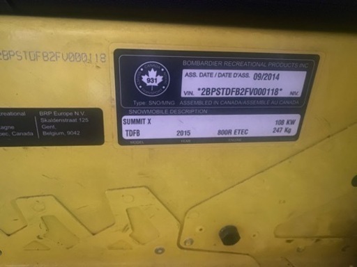 スノーモービル　ski doo T3