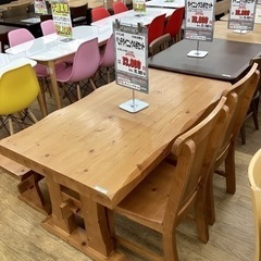 KF-80【新入荷 リサイクル品】パイン材 ベンチダイニング4点セット 