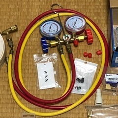 エアコン取付7点セット 真空ポンプ & マニホールドゲージ & チャージ 