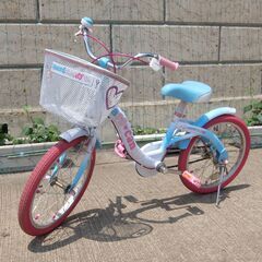 18インチ　女の子の自転車　ピンク　水色　補助輪、説明書、スタンド付き