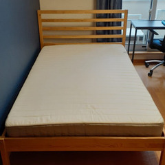 Double bed wooden frame with hea...