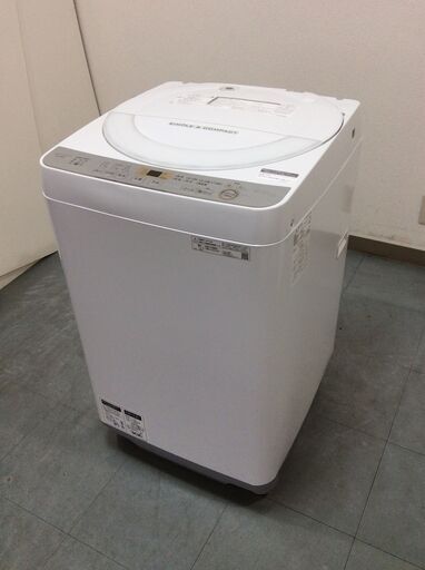 （6/30受渡済）YJT4679【SHARP/シャープ 6.0㎏洗濯機】美品 2019年製 ES-GE6C 家電 洗濯 簡易乾燥付