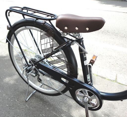札幌白石区 美品 DCMパンクしないカジュアル 26インチ 6段変速 オートライト 自転車 ママチャリ シティサイクル 紺色 本郷通店