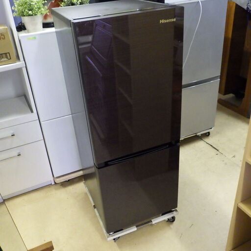 店舗受け渡し可能　高年式　2020年製　ハイセンス 【右開き】154L 2ドア ノンフロン冷蔵庫 ダークブラウン HR-G1501　安心の一カ月動作保証♪
