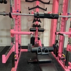 分解済み！豪華！ピンク色トレーニングマシン （ベンチプレス・懸垂・パワーラック） 