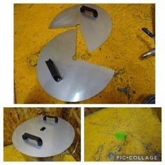 (5715-015) 美品 蛇口付き ステンレス 寸胴鍋 直径40cm 洗浄ブラシ付き W485D530H450 二枚蓋 両手鍋 スープ 業務用 中古 厨房 飲食店 店舗