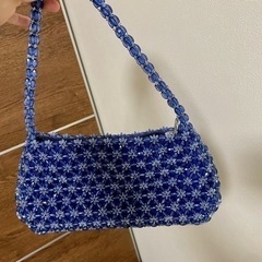 【ネット決済・配送可】新品ハンドバッグ　手作り品　ブルー　夏