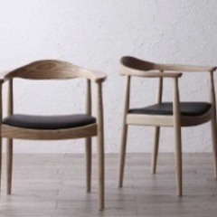 新品同様】北欧デザイン ダイニングチェア 2個セット 無垢材