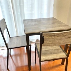 食卓テーブルと椅子2脚セット