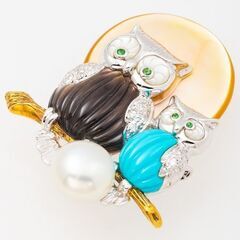 K18WG/YG シェル・トルコ石・南洋真珠・グリーンガーネット