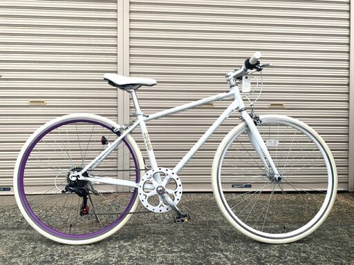 美品 クロスバイク 700 x 28C 6段ギア（シマノ製） パープルリム