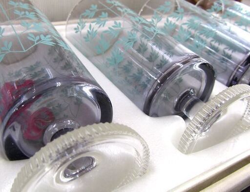 アデリアグラス 5個 STスラック9 立木 当時物の脚付きグラス 昭和