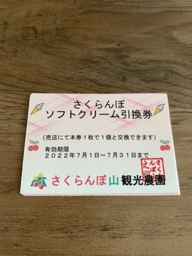 観光農園さくらんぼ山　さくらんぼ狩り入園引換券