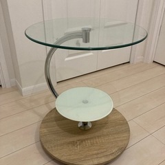 ガラス　サイドテーブル　円形
