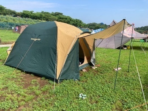 【引き渡し決定】ファミリーキャンプ用品一式 テント タープ 寝袋x3 インフレーターマットx4