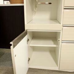 NITORI/ニトリ キッチンボード ポスティア 幅100 ハイグロスホワイト木目 ソフトクローズ  食器棚 中古家具 店頭引取歓迎 R6096)