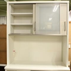 NITORI/ニトリ キッチンボード ポスティア 幅100 ハイグロスホワイト木目 ソフトクローズ  食器棚 中古家具 店頭引取歓迎 R6096)