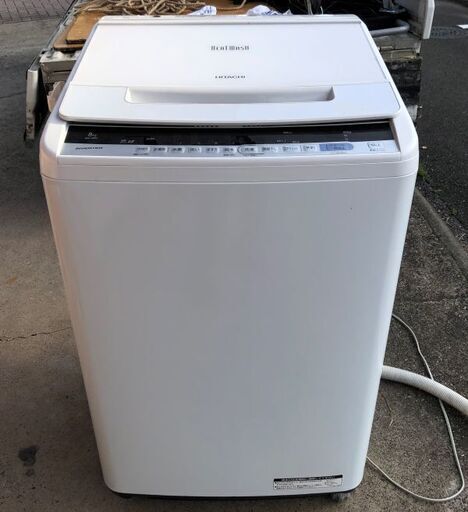 日立 2019年製 全自動電気洗濯機 8.0kg BW-V80C ビートウォッシュ HITACHI ホワイト お湯取ホース付
