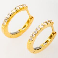K18 ダイヤモンド フープピアス 品番p21-116 K18 ダイヤモンド フープピアス 品番p21-116