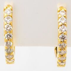 K18 ダイヤモンド フープピアス 品番p21-116 K18 ダイヤモンド フープピアス 品番p21-116