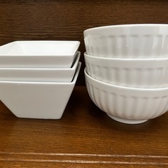 白いカフェ風　お皿　サラダ　スープ　丼　6枚セット