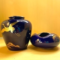 丸西陶芸の花瓶・灰皿セット