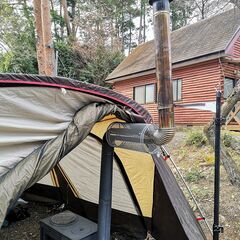 ★引き取り限定★薪ストーブと煙突、ケースのセット、3面窓付、原価5万円超