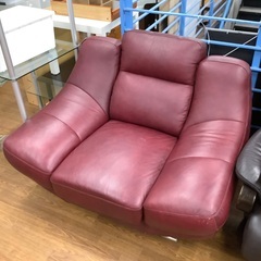 1人掛けソファー レザー レッド ハガレヘタリ有 売場展開中！！！