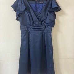 未使用 紺 サテン ワンピース ドレス L