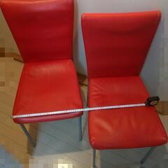 椅子・チェア　2セット　赤い・レッド　合皮*
