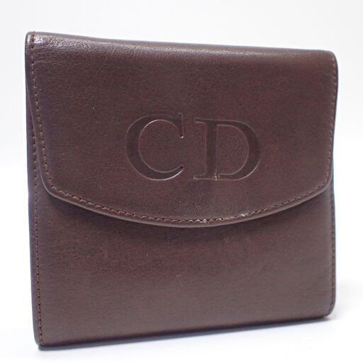 【正規品】 AA843 ディオール レザー Wホック 折財布 ヴィンテージ ロゴ 財布