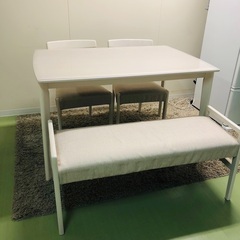美品 中古】 ホワイト ダイニングテーブル 4人がけ