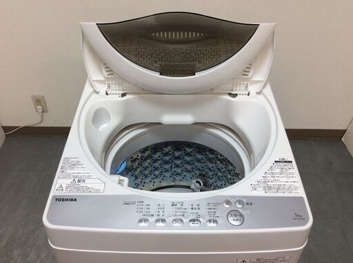 （11/28受渡済）YJT4709【TOSHIBA/東芝 5.0㎏洗濯機】美品 2018年製 AW-5G6 家電 洗濯 簡易乾燥付