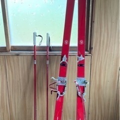 おレトロ　スキーとストック　2個セット　アンティーク　Asiaスキー