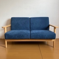 展示品ソファ 美品 ソファ ファブリック 2P 2.5P ブルー 天然木 