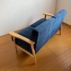 展示品ソファ 美品 ソファ ファブリック 2P 2.5P ブルー 天然木 