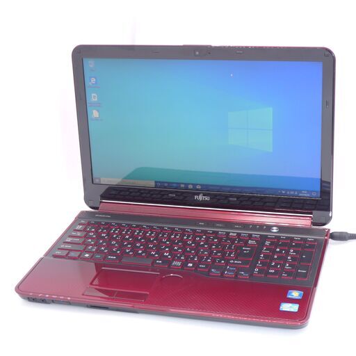 新品爆速SSD 日本製 15.6型 赤色 ノートPC 富士通 AH54/G 中古良品 第2世代 Core i5 4GB DVDRW 無線 カメラ Windows10 Office