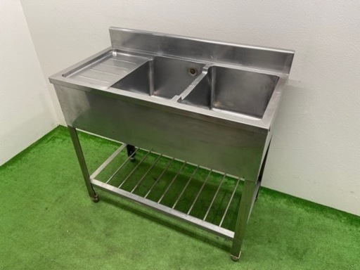 業務用　ステンレス　２槽シンク流し台　店舗　飲食店　厨房　W９００ｘＤ４５０ｘＨ８００ｍｍ