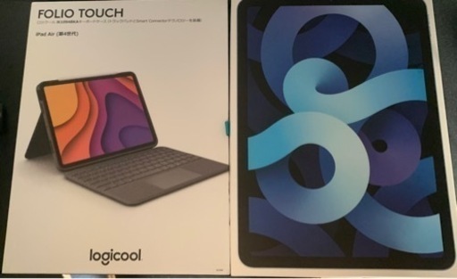 値下げ可　美品ipadair4 64GB wifi ブルー　logicoolFOLIO TOUCHキーボード