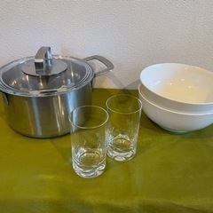 【新生活応援】IKEA 鍋、グラス、麺/丼もの用　食器