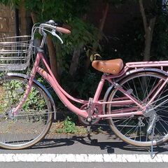 あさひ 女の子用自転車 ピンク 26インチ 6段変速 取り…