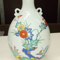 香蘭社　色絵岩菊　花瓶