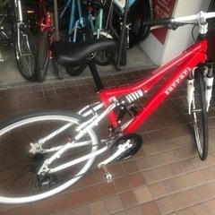 FERRARI フェラーリ　アルミフレーム　3×7speed　　前後サスペンション付き　レッド　
