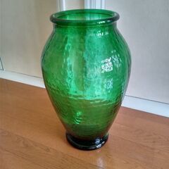 大きなガラス花瓶、壺（高さ＝約45ｃｍ、グリーン）