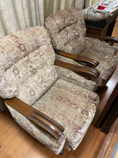 週末取引限定 昭和レトロソファー2脚 こっこ 木ノ下のソファの中古あげます 譲ります ジモティーで不用品の処分