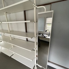 IKEA イケア 棚 鏡付き 商品棚 オープン収納 ミラー付き 支柱ユニット 