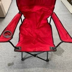 【現状品】アウトドア キャンプ ドリンクホルダー付き レッド 椅子 