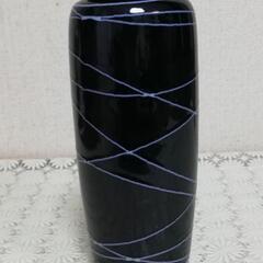 陶器製の花瓶　濃紺　