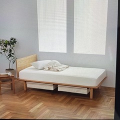 引き取り希望】無印良品 ダークブラウン 木製 ダブルベッド