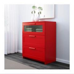 【取引中】3段タンス　RED木製　IKEA